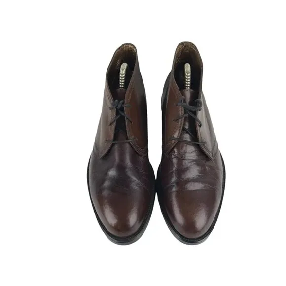 Francisco Mens Brown Leather Almond Toe Lace Up Chukka Boots Size 10 D