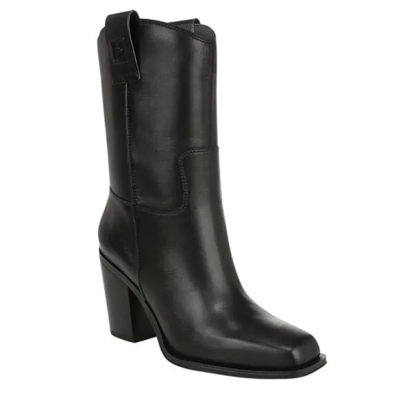 Franco Sarto Women's Valor Mid Shaft Cowboy Boots Black Size 5