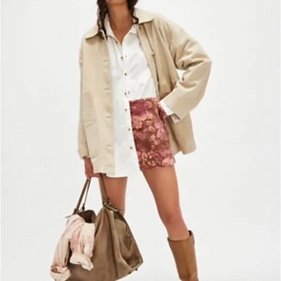 Free People After Party Mini Skirt in Tobacco Brocade