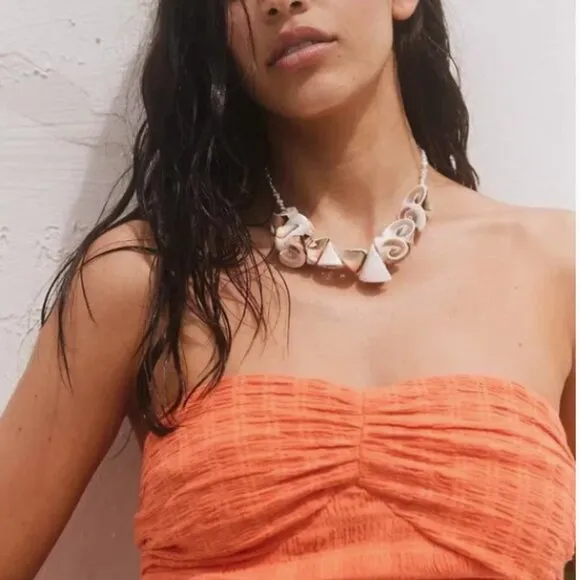 Free People Brandie Tube Top Midi Dress in Flamingo Orange Size XS