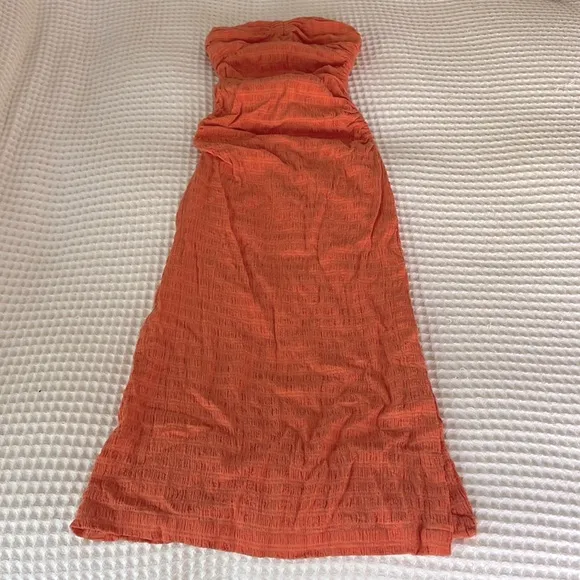 Free People Brandie Tube Top Midi Dress in Flamingo Orange Size XS