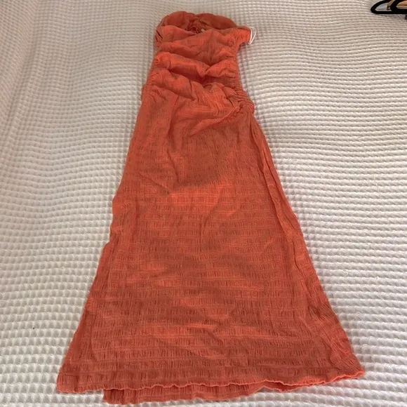 Free People Brandie Tube Top Midi Dress in Flamingo Orange Size XS