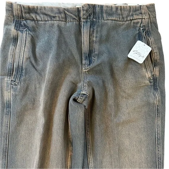 Free People Castella Jeans Back Alley Blue 90s Straight Leg Sz 32 NEW