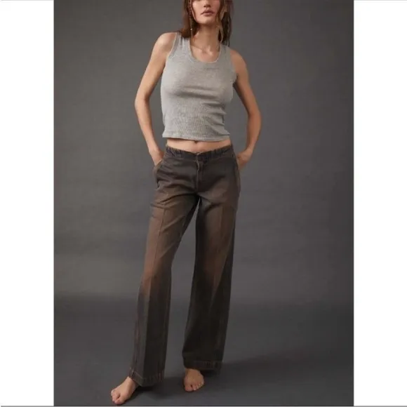 Free People Castella Jeans Back Alley Blue 90s Straight Leg Sz 32 NEW