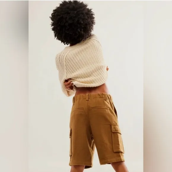 Free People Charli Wool Longline Cargo Shorts. Size Large. NWOT
