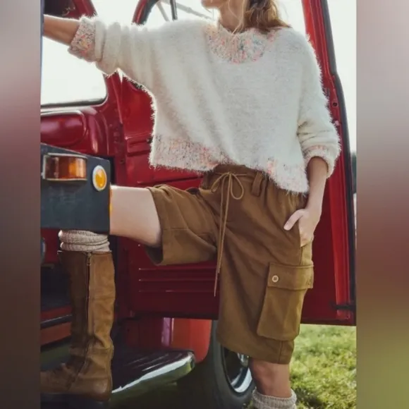Free People Charli Wool Longline Cargo Shorts