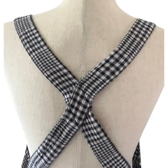 Free People Chrissie Mini Skirtall Dress in Black/White Gingham Medium NWOT