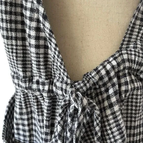 Free People Chrissie Mini Skirtall Dress in Black/White Gingham Medium NWOT