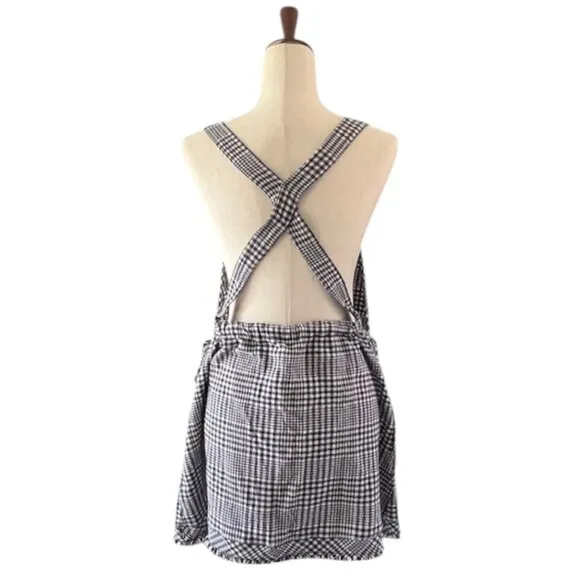 Free People Chrissie Mini Skirtall Dress in Black/White Gingham Medium NWOT