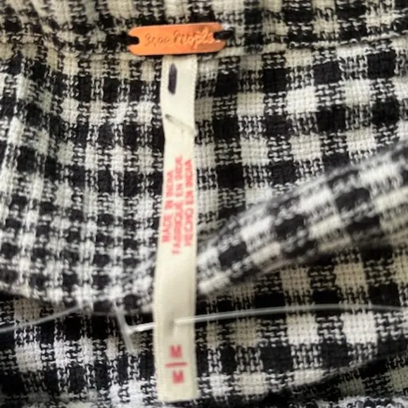 Free People Chrissie Mini Skirtall Dress in Black/White Gingham Medium NWOT