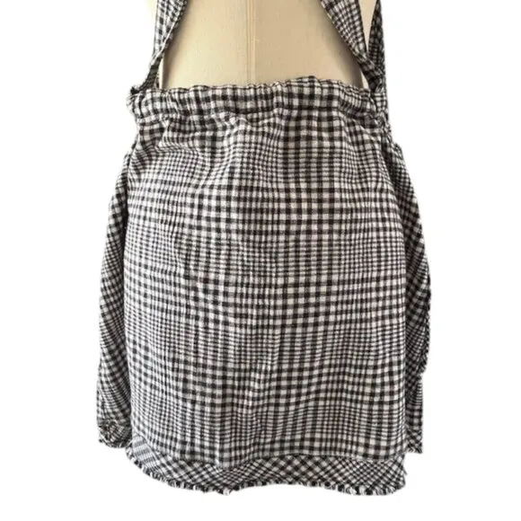 Free People Chrissie Mini Skirtall Dress in Black/White Gingham Medium NWOT