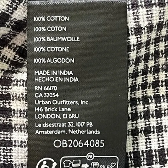 Free People Chrissie Mini Skirtall Dress in Black/White Gingham Medium NWOT