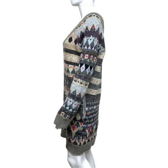 FREE PEOPLE Eagle Thunderbird Southwestern WoolBlend FairIsle Sweater Dress XS S