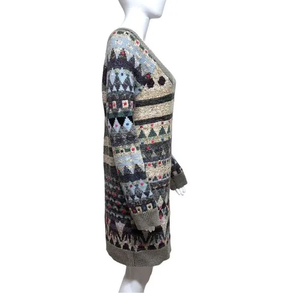 FREE PEOPLE Eagle Thunderbird Southwestern WoolBlend FairIsle Sweater Dress XS S