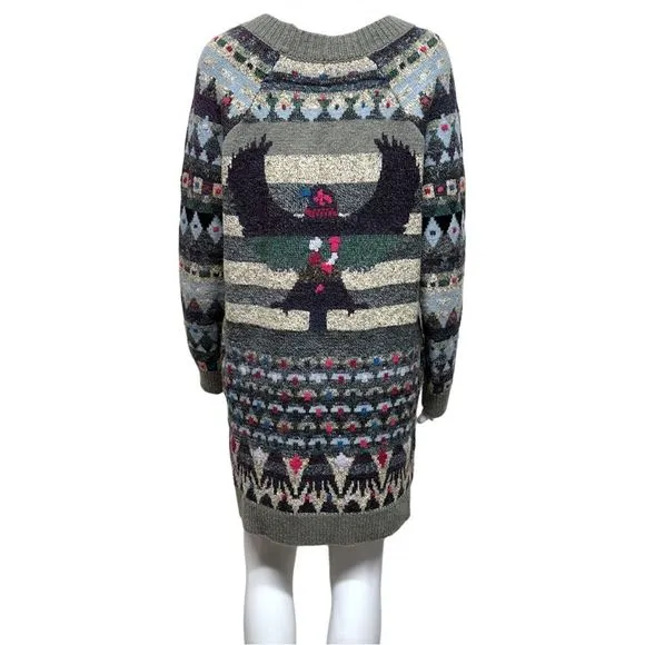 FREE PEOPLE Eagle Thunderbird Southwestern WoolBlend FairIsle Sweater Dress XS S