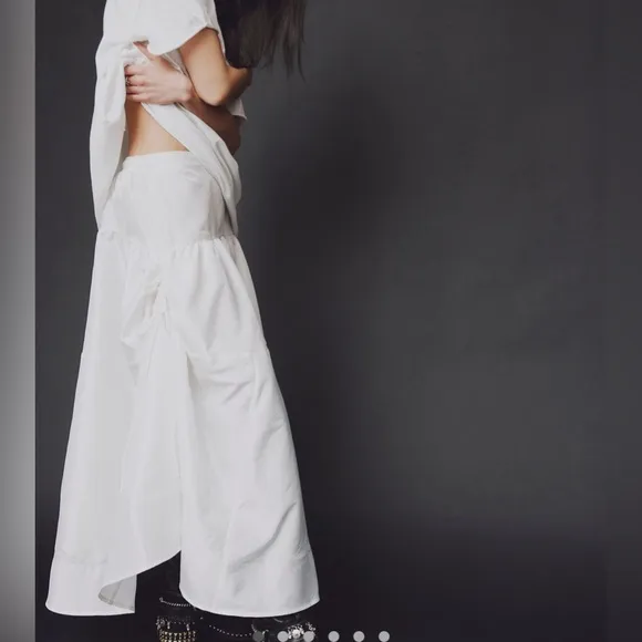 Free people Emery Drop-Waist Midi Skirt off white NWOT