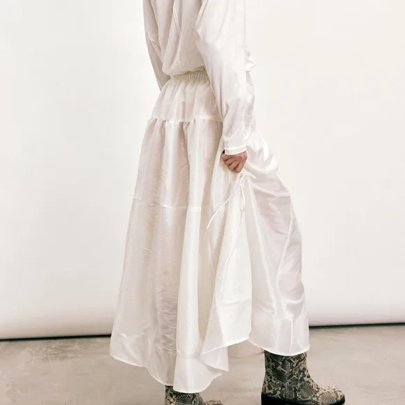 Free people Emery Drop-Waist Midi Skirt off white NWOT