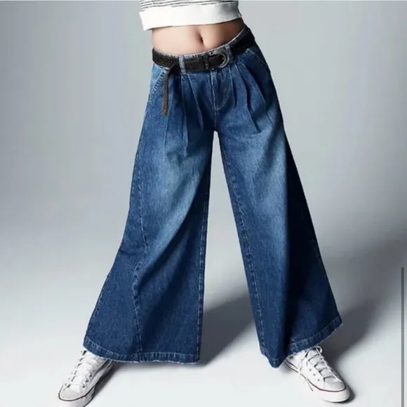Free People Equinox Wide Leg Denim Trousers Size 29
