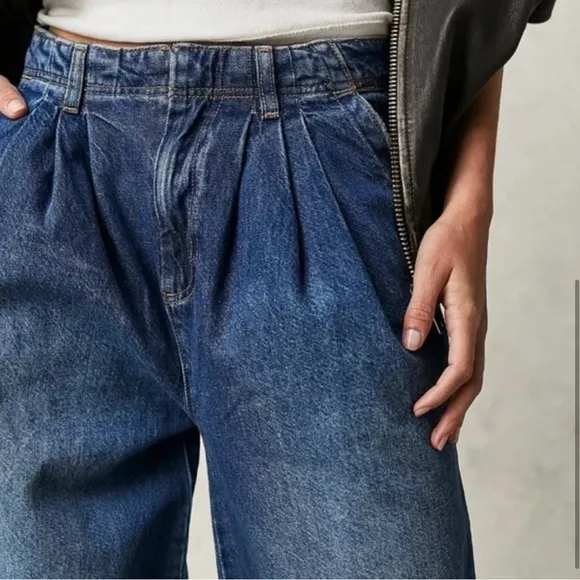 Free People Equinox Wide Leg Denim Trousers Size 29