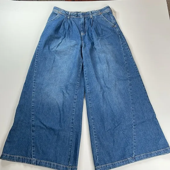 Free People Equinox Wide Leg Denim Trousers Size 29