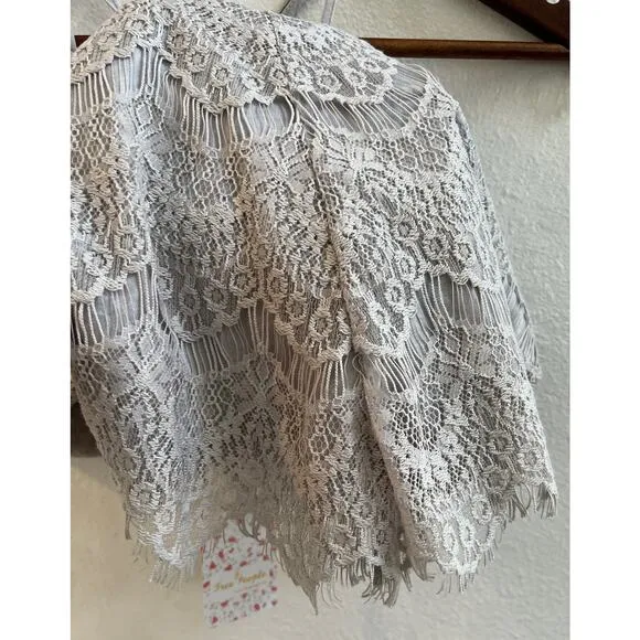 Free People Intimately Gray She's Got It Gray Mini Lace Slip Dress size XS