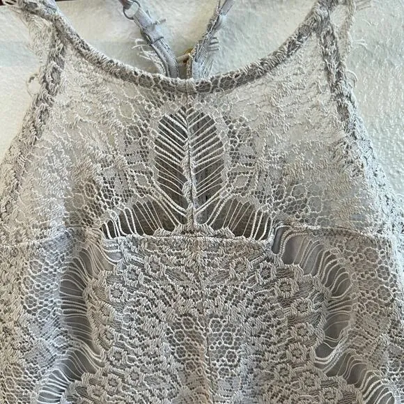 Free People Intimately Gray She's Got It Gray Mini Lace Slip Dress size XS
