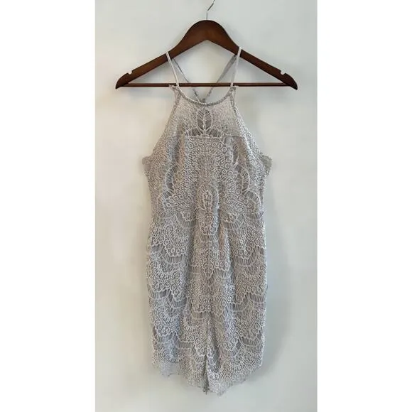 Free People Intimately Gray She's Got It Gray Mini Lace Slip Dress size XS