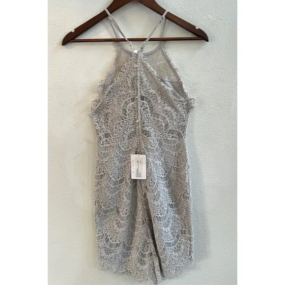 Free People Intimately Gray She's Got It Gray Mini Lace Slip Dress size XS