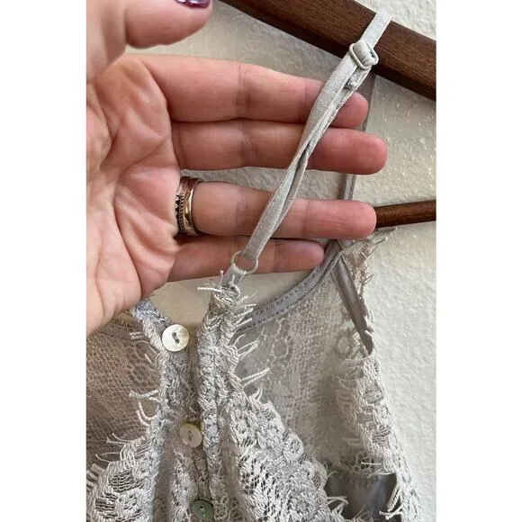 Free People Intimately Gray She's Got It Gray Mini Lace Slip Dress size XS