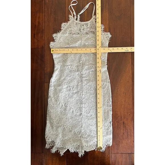 Free People Intimately Gray She's Got It Gray Mini Lace Slip Dress size XS