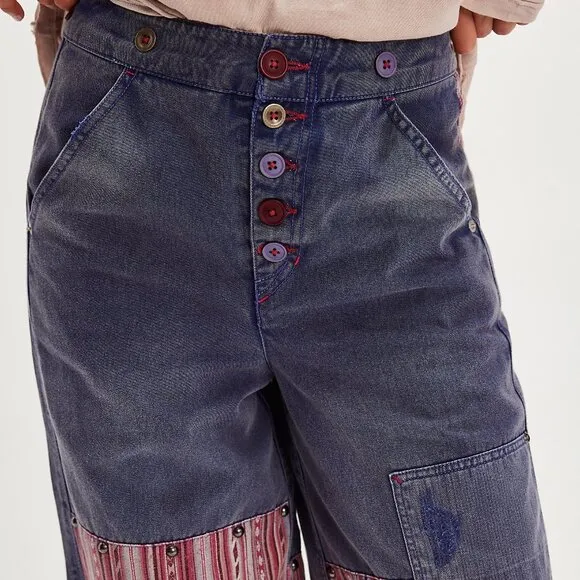 Free People La Vie Patched Pants NWOT Size 4 (Small)
