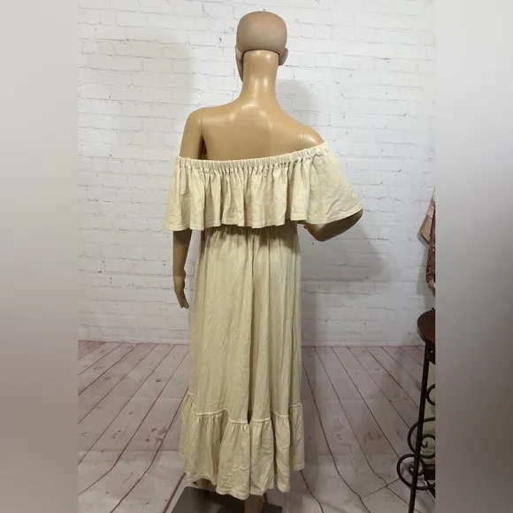 FREE PEOPLE “Lynne Midi” 100% cotton off shoulder women’s  dress Small NWT