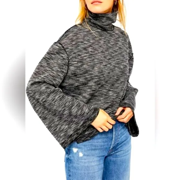 FREE PEOPLE Mock Turtleneck Bell Sleeve Sweater Small
