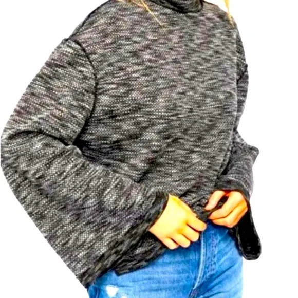 FREE PEOPLE Mock Turtleneck Bell Sleeve Sweater Small