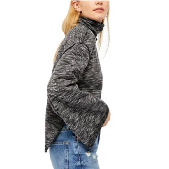 FREE PEOPLE Mock Turtleneck Bell Sleeve Sweater Small