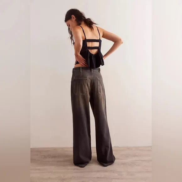 Free People Palmer Cuffed Jeans in Chalkboard