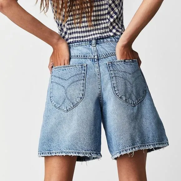 Free People Rolla's Mirage Long Shorts - Lt Blue - 31