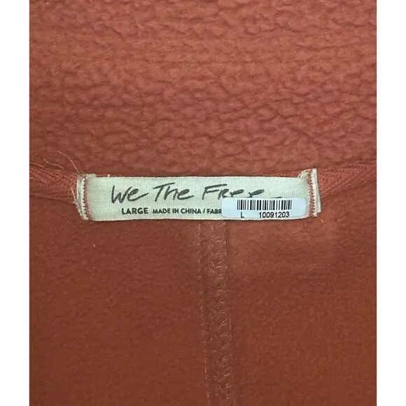 FREE PEOPLE Shasta Cardi Bomber Jacket Snap Closure Sherpa Orange Large Sporty