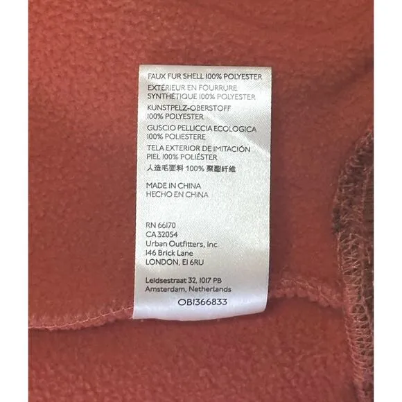 FREE PEOPLE Shasta Cardi Bomber Jacket Snap Closure Sherpa Orange Large Sporty