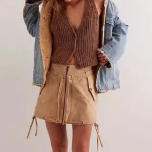 Free People Sierra Mini Skirt Womens 2 Beige Suede Country Western Boho Festival