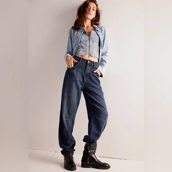 Free People We The Free Augusta Barrel Jeans Size 28