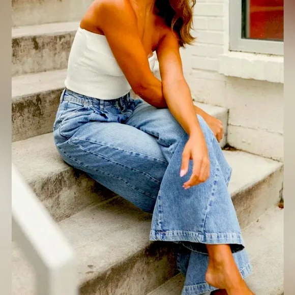 Free People - We The Free Equinox Denim Trouser Wide Leg Jeans Size 29 (NWT)
