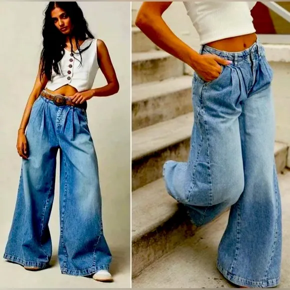 Free People - We The Free Equinox Denim Trouser Wide Leg Jeans Size 29 (NWT)