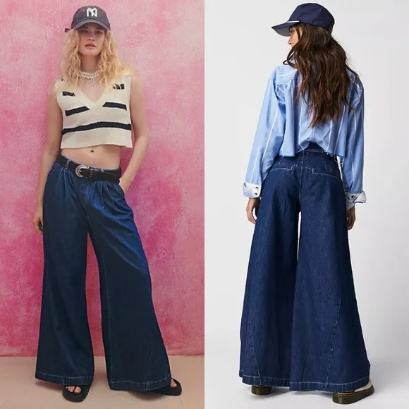 Free People We The Free Equinox Denim Trousers in Ritual Blue