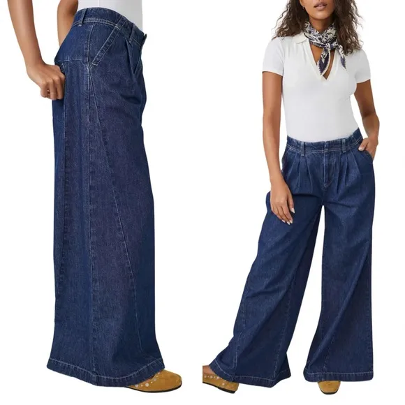 Free People We The Free Equinox Denim Trousers in Ritual Blue