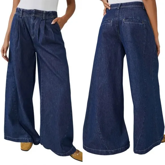 Free People We The Free Equinox Denim Trousers in Ritual Blue