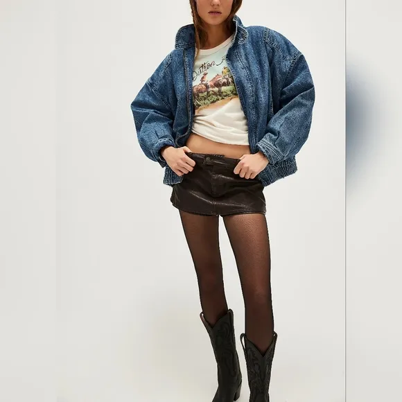 Free People We The Free Gallivanting Vegan Skort/Chocolate NWT