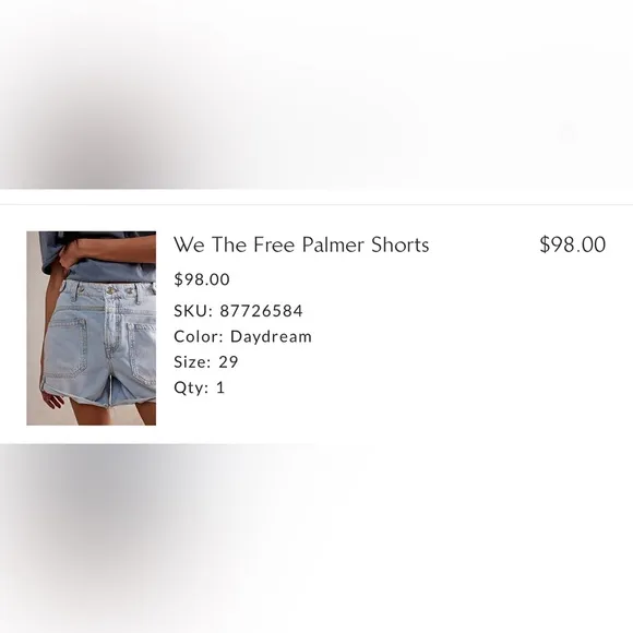 Free People We The Free Palmer Jean Shorts Size 29