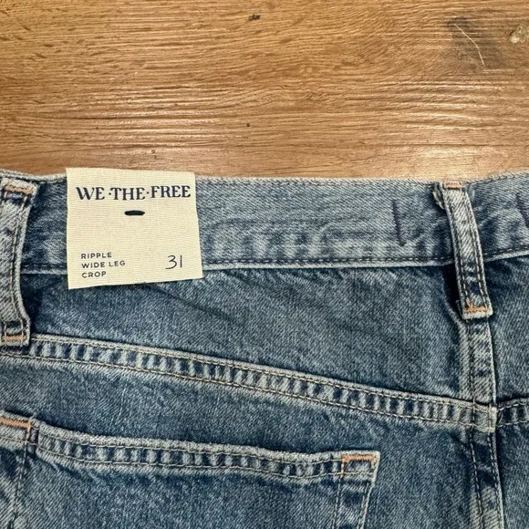 Free People We The Free People Ripple Patchwork Wide Leg Kick Flare Cropped Jean