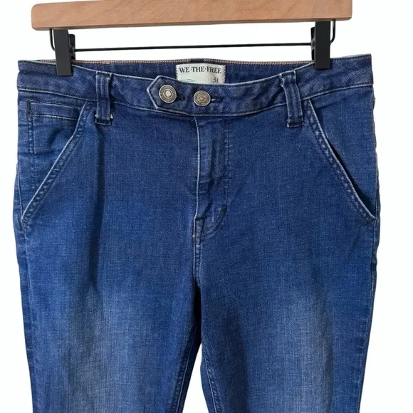 Free People We The Free Varsity Blues Sim Boot Flare Mid Rise Jeans Size 31
